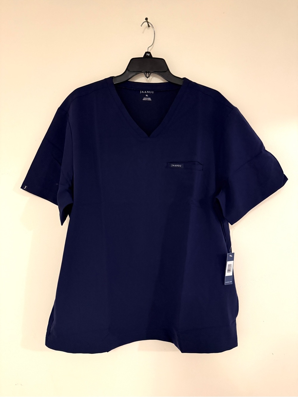 Jaanuu Men's V-Neck Scrub Top - Navy Blue